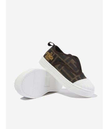 Fendi Kids FF Logo Trainers in Brown pour bénéficier 