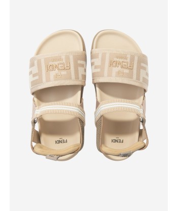 Fendi Girls FF Logo Sandals in Beige en ligne