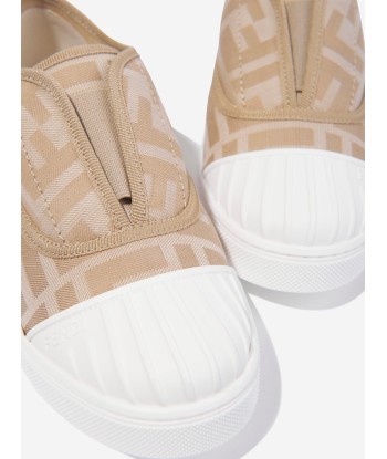 Fendi Kids FF Logo Trainers in Beige chez Cornerstreet bien 