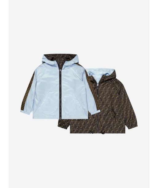 Fendi Kids FF Logo Reversible Windbreaker in Blue l'achat 