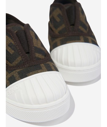 Fendi Kids FF Logo Trainers in Brown pour bénéficier 