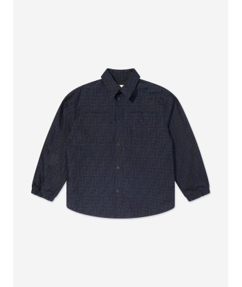 Fendi Kids FF Jacquard Shirt in Navy français