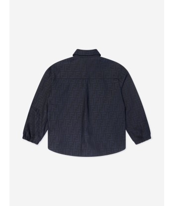 Fendi Kids FF Jacquard Shirt in Navy français