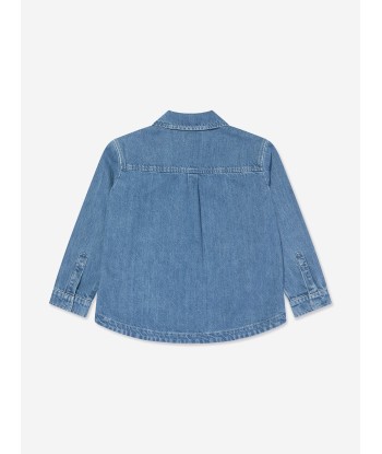 Fendi Kids Washed Denim Jacket in Blue Livraison rapide