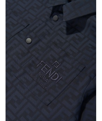 Fendi Kids FF Jacquard Shirt in Navy français