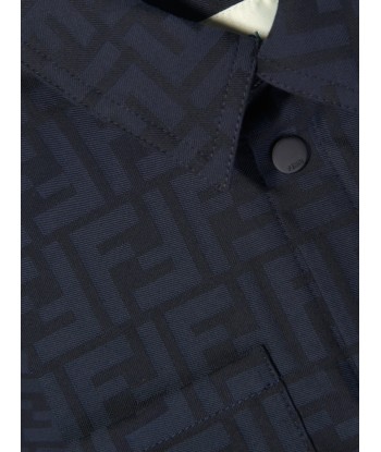 Fendi Kids FF Jacquard Shirt in Navy français