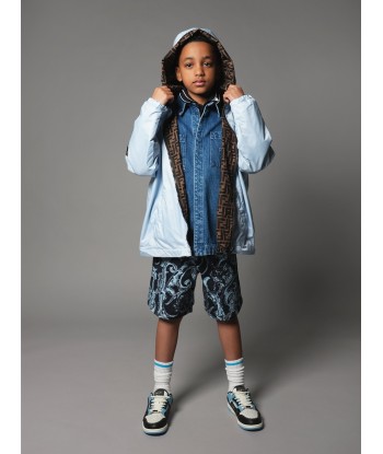 Fendi Kids FF Logo Reversible Windbreaker in Blue l'achat 