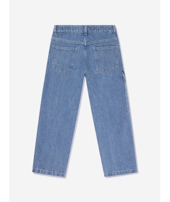 Fendi Kids Washed Denim Jeans in Blue hantent personnes