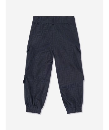 Fendi Kids FF Jacquard Cargo Trousers in Navy soldes