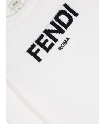 Fendi Kids Wool Knit Jumper in White store