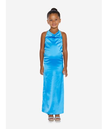 AY by AYLA Girls Backless Satin Maxi Dress in Blue pour bénéficier 