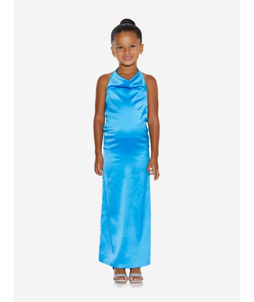 AY by AYLA Girls Backless Satin Maxi Dress in Blue pour bénéficier 