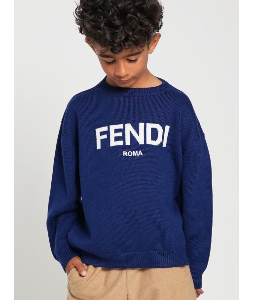 Fendi Kids Wool Knit Jumper in Navy chez Cornerstreet bien 