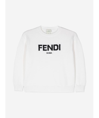 Fendi Kids Wool Knit Jumper in White store