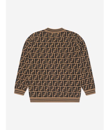 Fendi Kids FF Logo Knitted Jumper in Brown chez Cornerstreet bien 