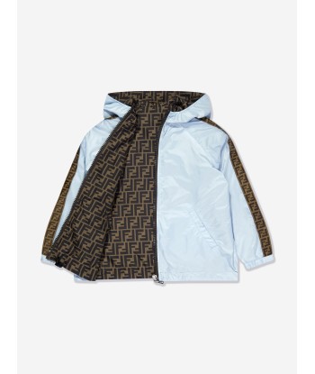 Fendi Kids FF Logo Reversible Windbreaker in Blue l'achat 