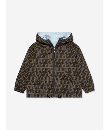 Fendi Kids FF Logo Reversible Windbreaker in Blue l'achat 