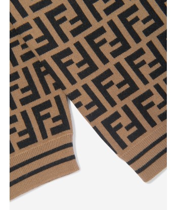 Fendi Kids FF Logo Knitted Jumper in Brown chez Cornerstreet bien 