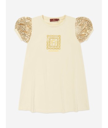 Aigner Girls Logo T-Shirt Dress in Beige 2023