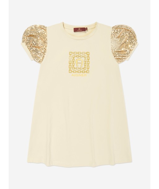 Aigner Girls Logo T-Shirt Dress in Beige 2023