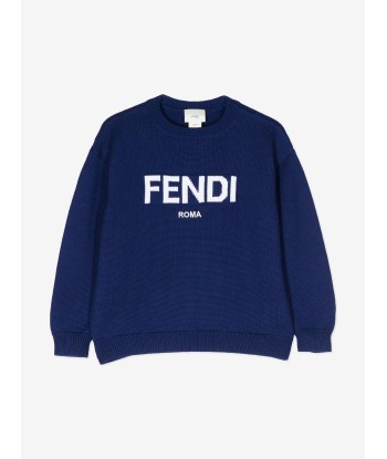 Fendi Kids Wool Knit Jumper in Navy chez Cornerstreet bien 