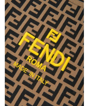 Fendi Kids FF Logo Knitted Jumper in Brown chez Cornerstreet bien 