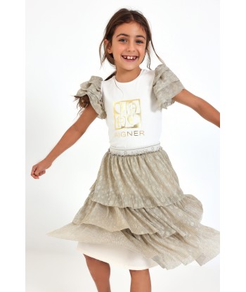 Aigner Girls Tulle Sleeve T-Shirt in White sélection de produits