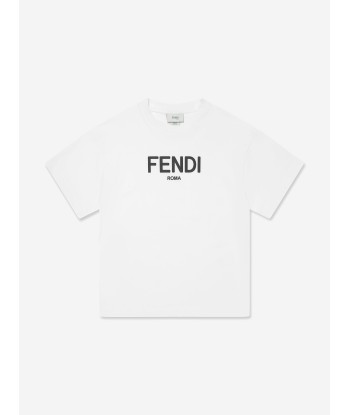 Fendi Kids Logo T-Shirt in White outlet