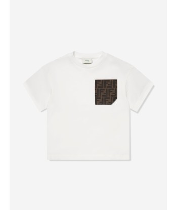 Fendi Kids Logo Pocket T-Shirt in White Venez découvrir notre 