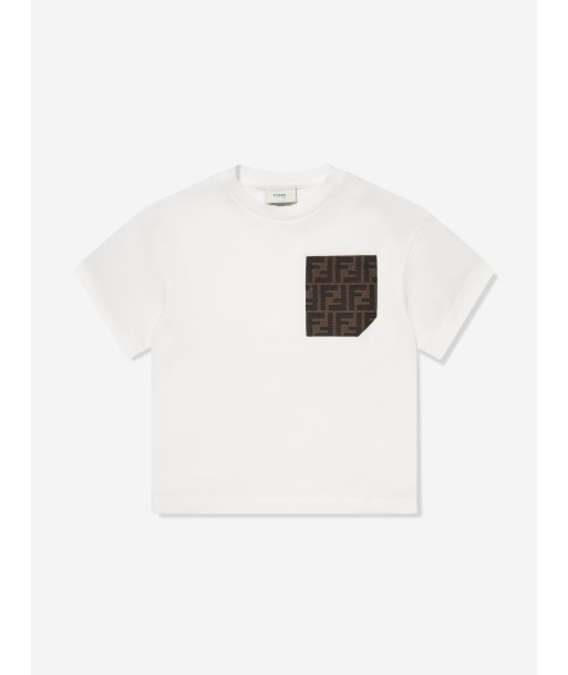 Fendi Kids Logo Pocket T-Shirt in White Venez découvrir notre 