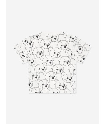 Fendi Kids FF Teddy Bear T-Shirt in White pas cheres