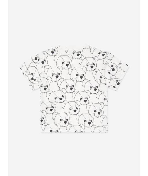 Fendi Kids FF Teddy Bear T-Shirt in White pas cheres