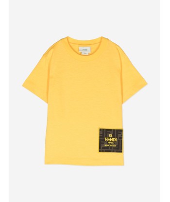 Fendi Kids Logo T-Shirt in Yellow de France