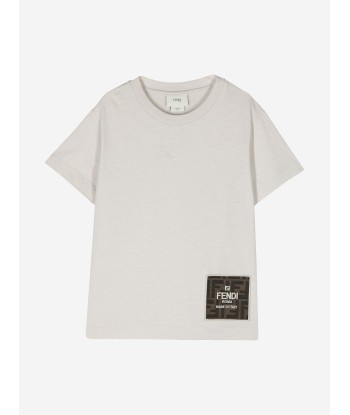 Fendi Kids Logo T-Shirt in Ivory 50% de réduction en Octobre 2024