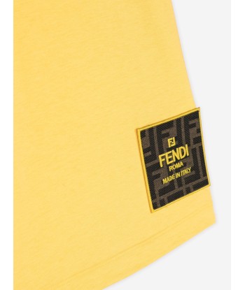 Fendi Kids Logo T-Shirt in Yellow de France