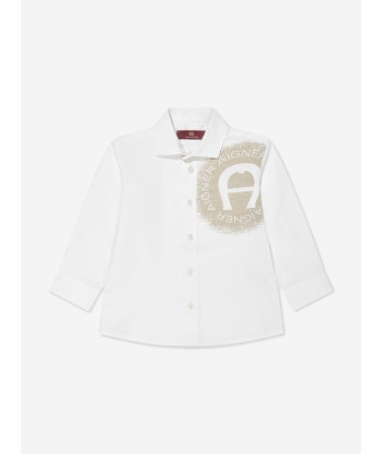 Aigner Boys Logo Print Shirt in White vente chaude votre 