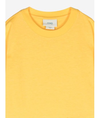 Fendi Kids Logo T-Shirt in Yellow de France