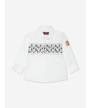 Aigner Boys Logo Print Shirt in White en linge