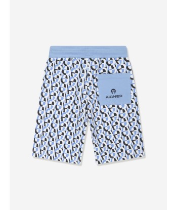 Aigner Boys Logo Bermuda Shorts in Blue livraison et retour toujours gratuits