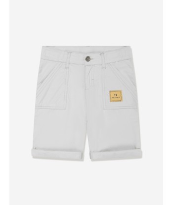 Aigner Boys Logo Badge Poplin Shorts in Grey 2 - 3 jours ouvrés.