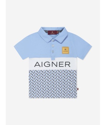 Aigner Baby Boys Logo Polo Shirt in Blue Pour