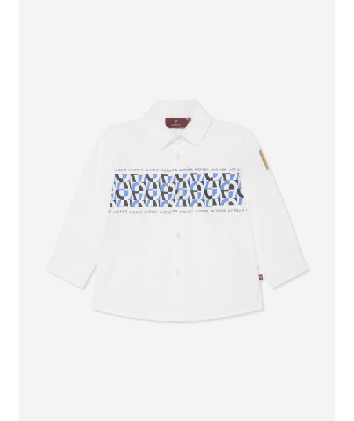 Aigner Baby Boys Logo Print Shirt in White l'achat 