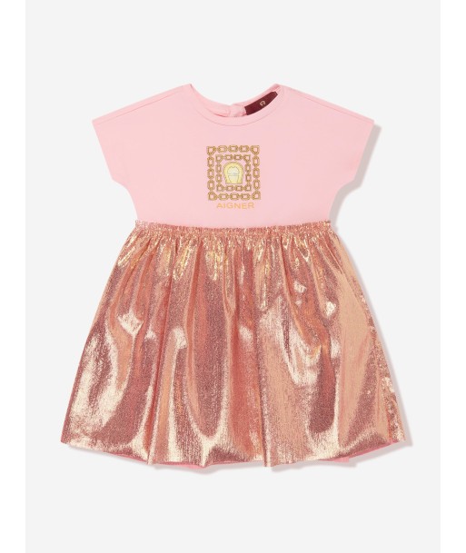 Aigner Baby Girls Metallic Logo Dress in Pink À commander