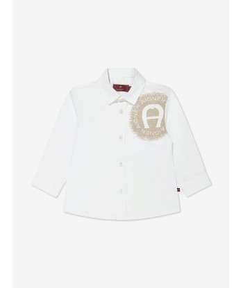 Aigner Baby Boys Logo Print Shirt in White outlet