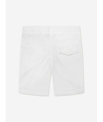 Aigner Boys Logo Badge Poplin Shorts in White les muscles