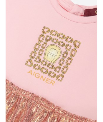 Aigner Baby Girls Metallic Logo Dress in Pink À commander