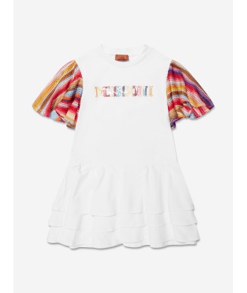 Missoni Girls Logo Jersey Dress in White meilleur choix