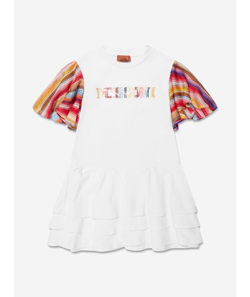 Missoni Girls Logo Jersey Dress in White meilleur choix