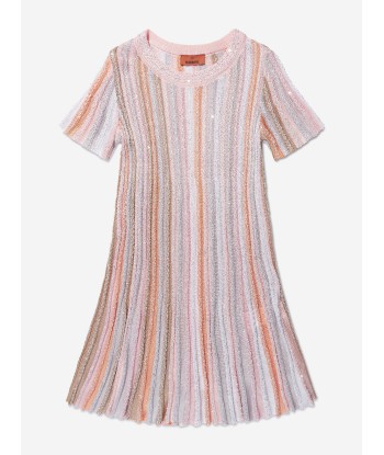 Missoni Girls Pleated Knit Dress in Multicolour est présent 