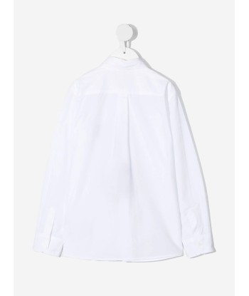 Dolce & Gabbana Boys Embroidered Crown Shirt in White en linge